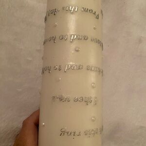 Elegant Cream Candle with Silver Accents